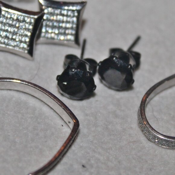 8pc 925 Sterling GENUINE DIAMOND Earrings & Heart Bracelet WOW! - Picture 2 of 8